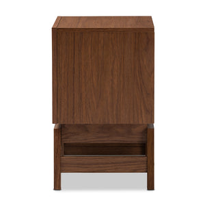 Baxton Studio Svante Mid-Century Modern Walnut Brown And Dark Gray Finished Wood 1-Drawer Nightstand