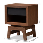 Load image into Gallery viewer, Baxton Studio Svante Mid-Century Modern Walnut Brown And Dark Gray Finished Wood 1-Drawer Nightstand
