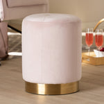 Load image into Gallery viewer, Baxton Studio Alonza Glam Pink Velvet Fabric Upholstered Gold-Finished Ottoman
