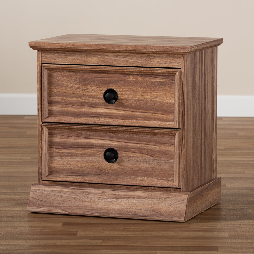 Baxton Studio Ryker Modern And Contemporary Oak Finished 2-Drawer Wood Nightstand