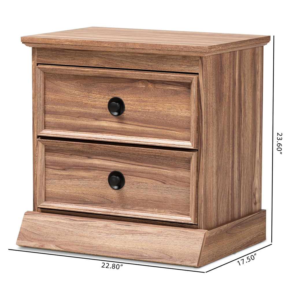 Baxton Studio Ryker Modern And Contemporary Oak Finished 2-Drawer Wood Nightstand