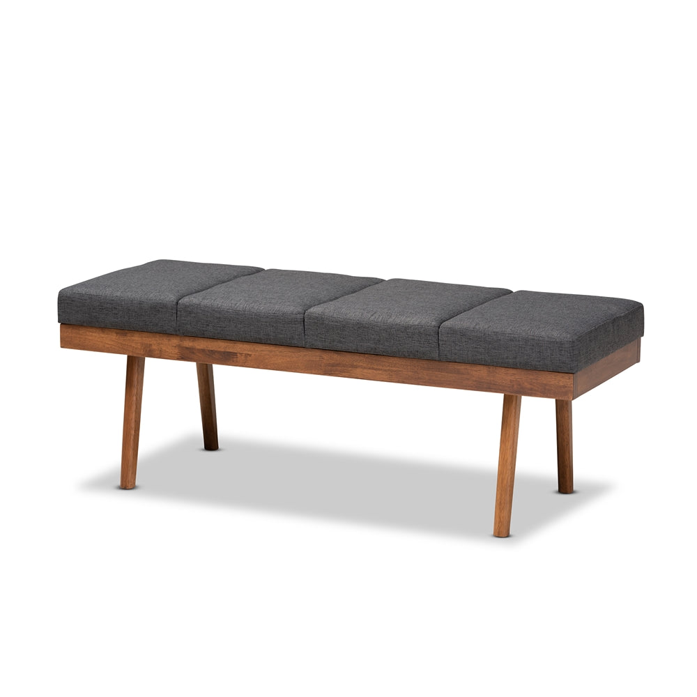 Baxton Studio Larisa Mid-Century Modern Fabric Upholstered Wood Bench