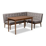 Load image into Gallery viewer, BAXTON STUDIO ARVID MID-CENTURY MODERN GRAY FABRIC UPHOLSTERED 3-PIECE WOOD DINING NOOK SET
