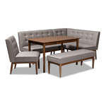 Load image into Gallery viewer, BAXTON STUDIO ARVID MID-CENTURY MODERN GRAY FABRIC UPHOLSTERED 5-PIECE WOOD DINING NOOK SET
