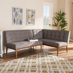 Load image into Gallery viewer, Baxton Studio Arvid Mid-Century Modern Gray Fabric Upholstered 2-Piece Wood Dining Nook Banquette Set
