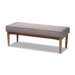 Load image into Gallery viewer, Baxton Studio Arvid Mid-Century Modern Gray Fabric Upholstered Wood Dining Bench
