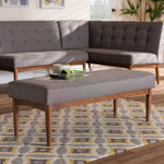 Load image into Gallery viewer, Baxton Studio Arvid Mid-Century Modern Gray Fabric Upholstered Wood Dining Bench
