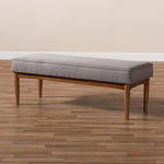 Load image into Gallery viewer, Baxton Studio Arvid Mid-Century Modern Gray Fabric Upholstered Wood Dining Bench
