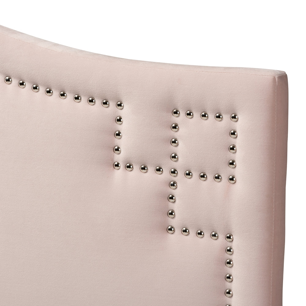 Baxton Studio Aubrey Modern And Contemporary Light Pink Velvet Fabric Upholstered King Size Headboard