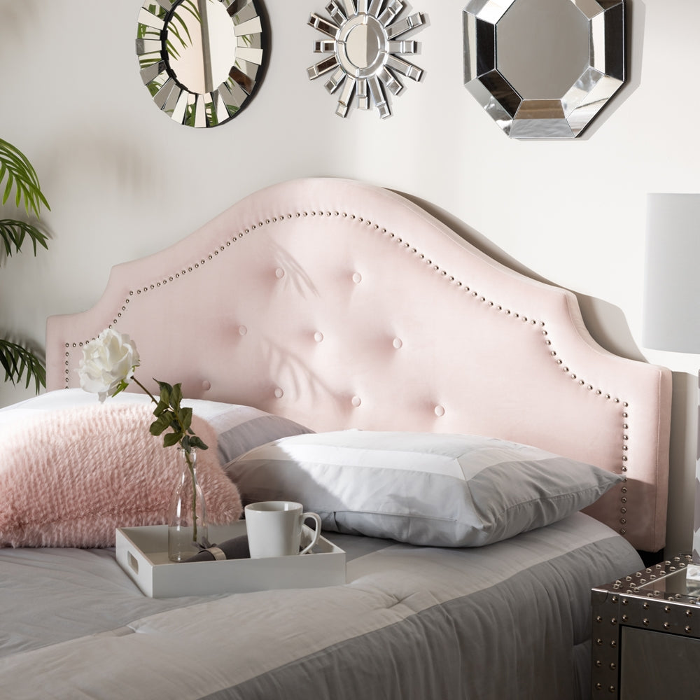 Baxton Studio Cora Modern And Contemporary Light Pink Velvet Fabric Upholstered King Size Headboard