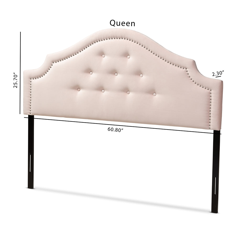 Baxton Studio Cora Modern And Contemporary Light Pink Velvet Fabric Upholstered Full Size Headboard