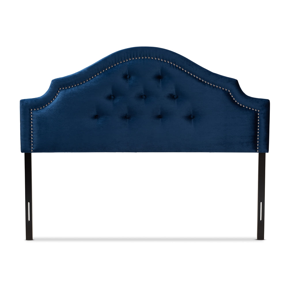 Baxton Studio Cora Modern And Contemporary Royal Blue Velvet Fabric Upholstered Queen Size Headboard