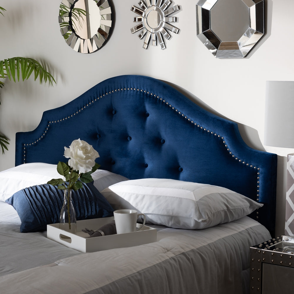 Baxton Studio Cora Modern And Contemporary Royal Blue Velvet Fabric Upholstered King Size Headboard