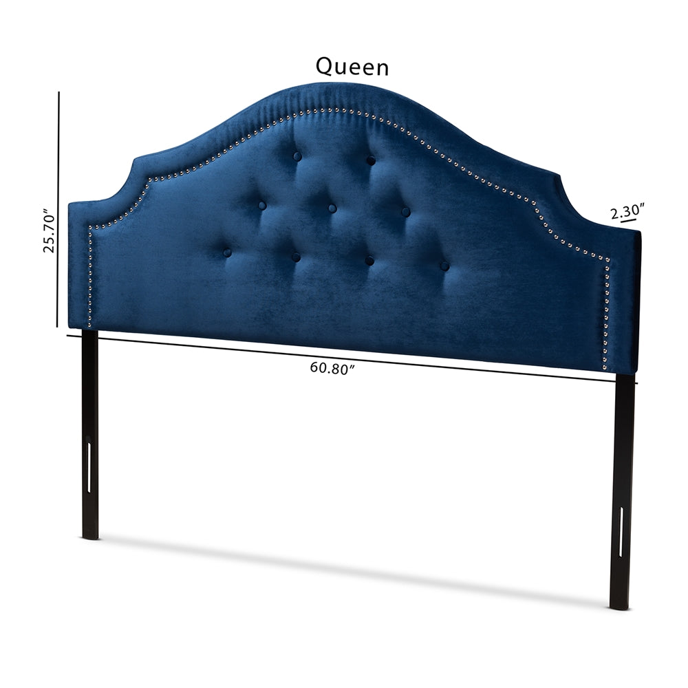 Baxton Studio Cora Modern And Contemporary Royal Blue Velvet Fabric Upholstered Queen Size Headboard