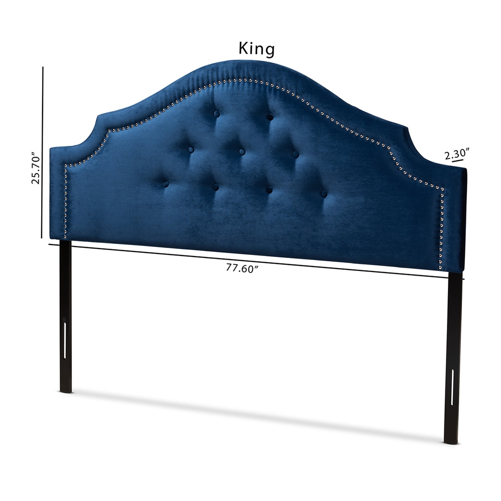 Baxton Studio Cora Modern And Contemporary Royal Blue Velvet Fabric Upholstered Queen Size Headboard