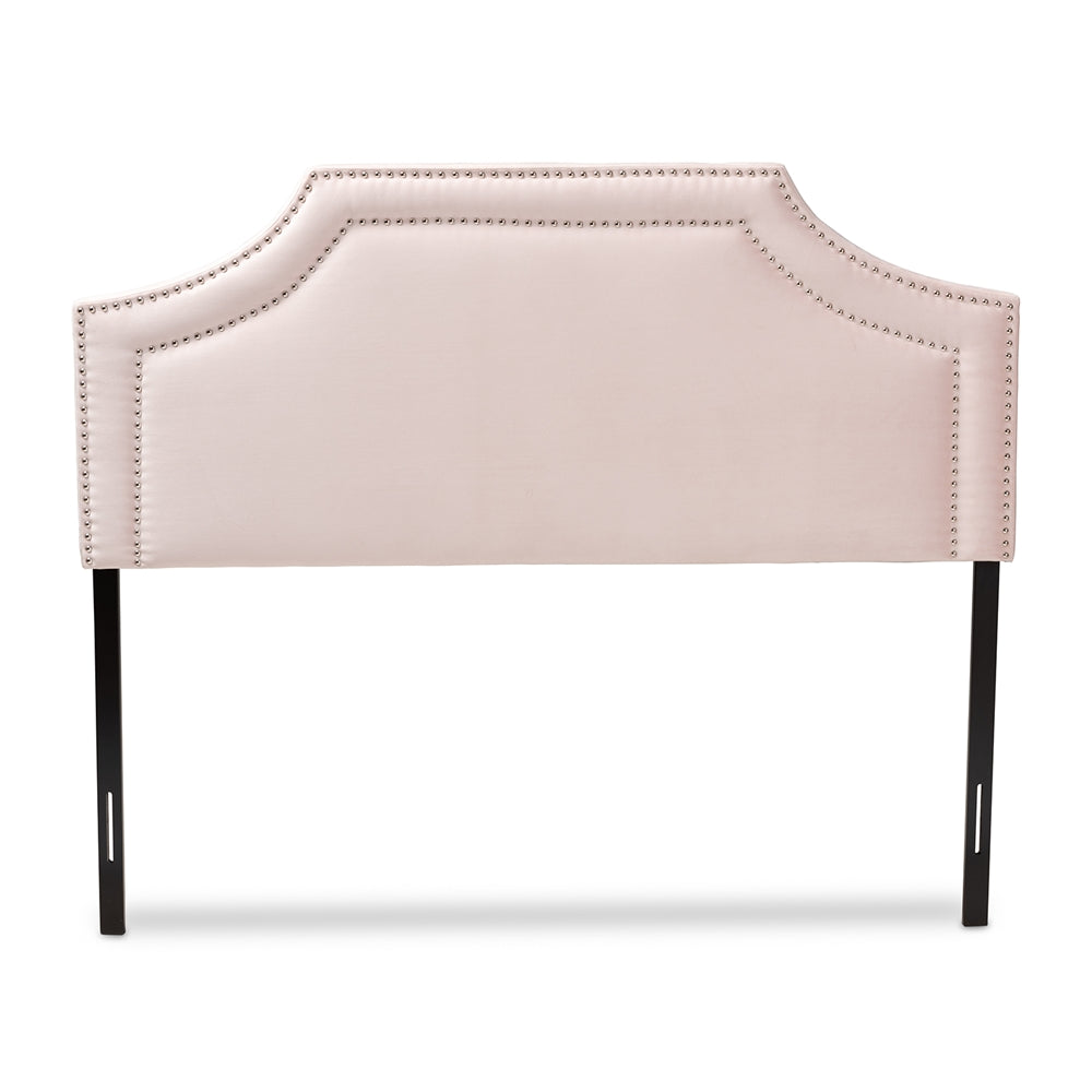 Baxton Studio Avignon Modern And Contemporary Light Pink Velvet Fabric Upholstered Full Size Headboard