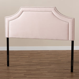 BAXTON STUDIO AVIGNON MODERN AND CONTEMPORARY LIGHT PINK VELVET FABRIC UPHOLSTERED FULL SIZE HEADBOARD