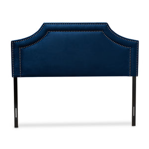 Baxton Studio Avignon Modern And Contemporary Navy Blue Velvet Fabric Upholstered King Size Headboard