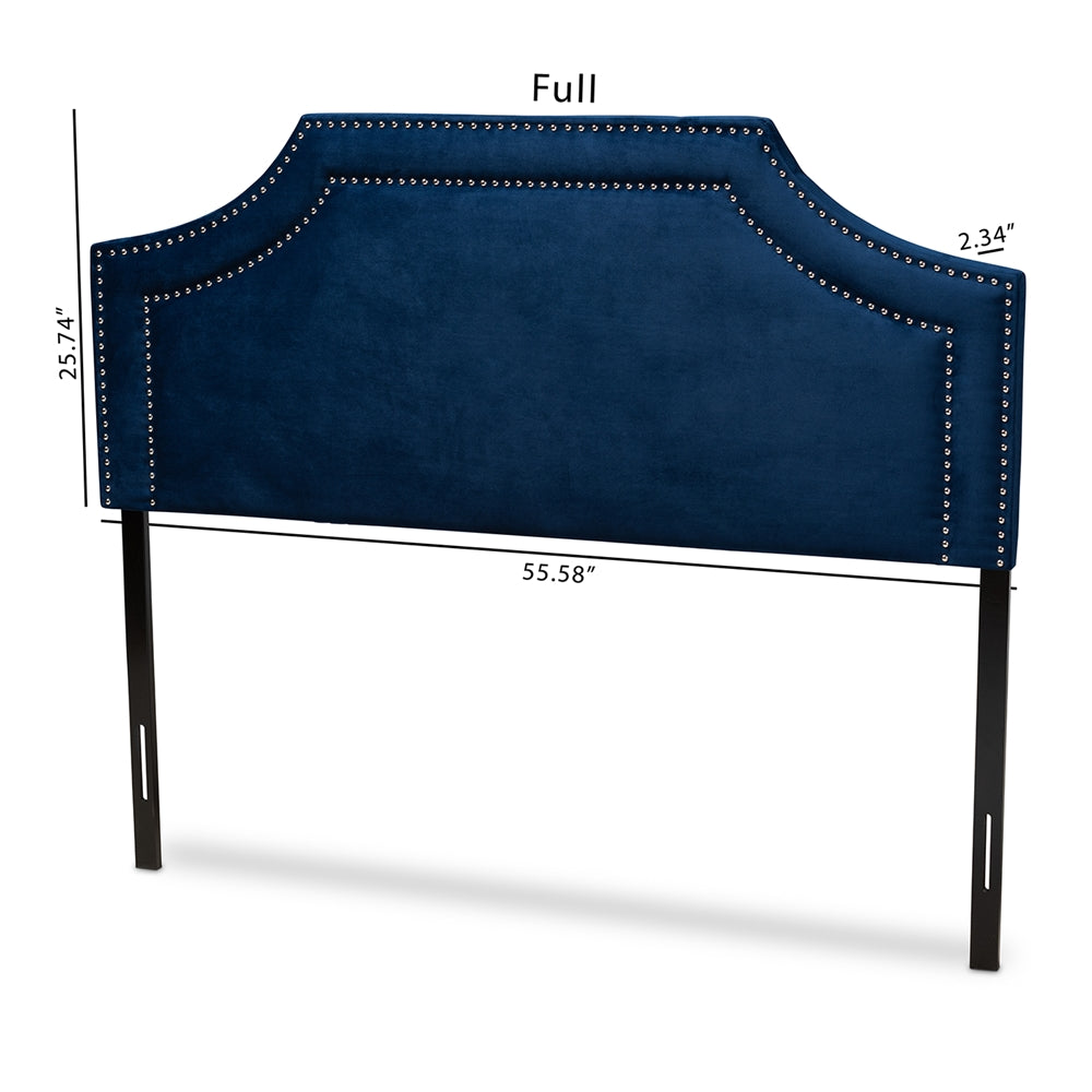 Baxton Studio Avignon Modern And Contemporary Navy Blue Velvet Fabric Upholstered King Size Headboard