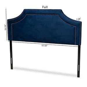 Baxton Studio Avignon Modern And Contemporary Navy Blue Velvet Fabric Upholstered Queen Size Headboard