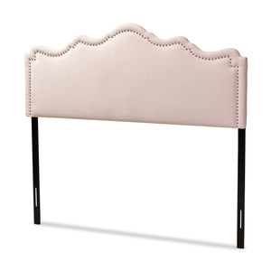 Baxton Studio Nadeen Modern And Contemporary Light Pink Velvet Fabric Upholstered Full Size Headboard