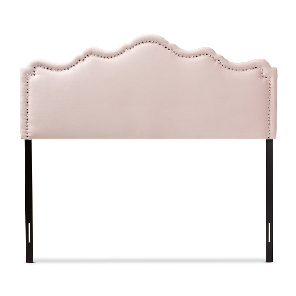 Baxton Studio Nadeen Modern And Contemporary Light Pink Velvet Fabric Upholstered King Size Headboard