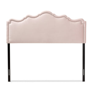 Baxton Studio Nadeen Modern And Contemporary Light Pink Velvet Fabric Upholstered Full Size Headboard