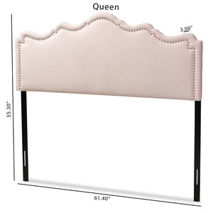 Baxton Studio Nadeen Modern And Contemporary Light Pink Velvet Fabric Upholstered King Size Headboard