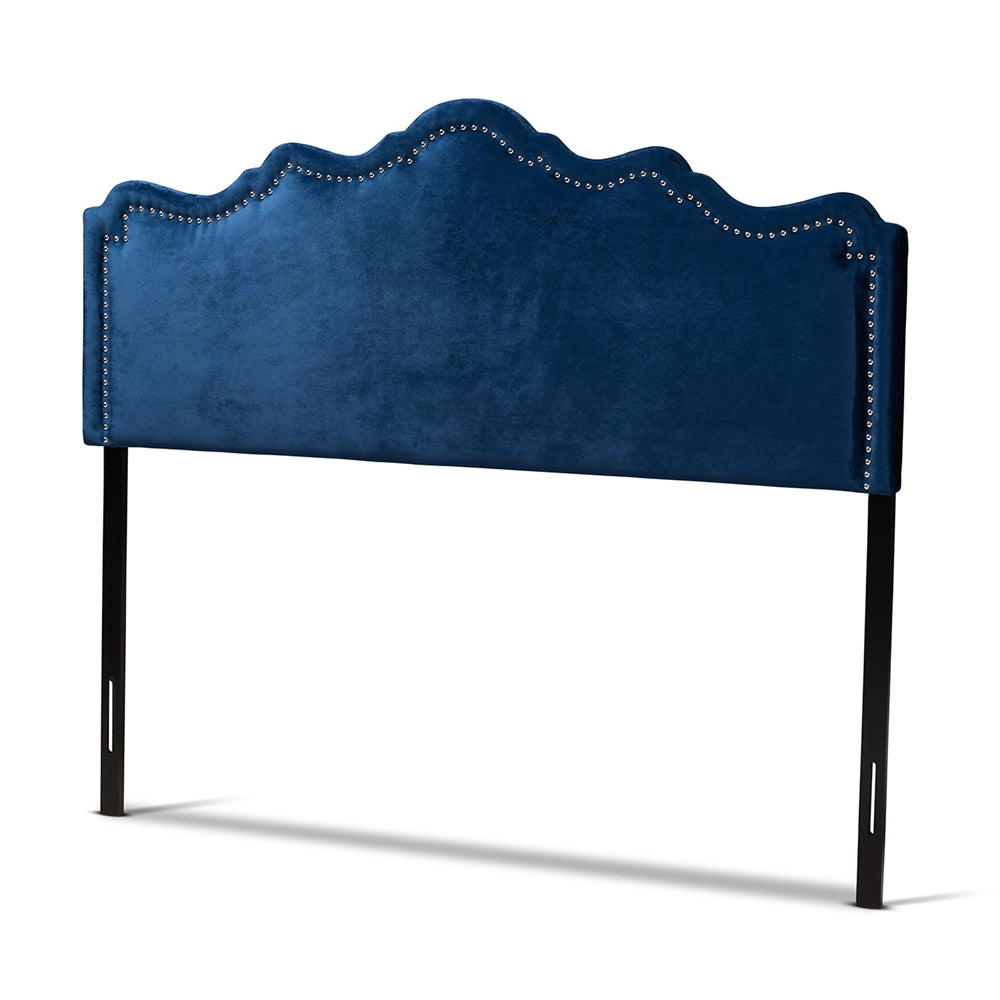 Baxton Studio Nadeen Modern And Contemporary Navy Blue Velvet Fabric Upholstered King Size Headboard