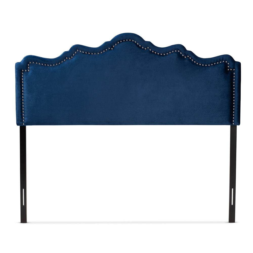 Baxton Studio Nadeen Modern And Contemporary Navy Blue Velvet Fabric Upholstered Full Size Headboard