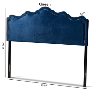 Baxton Studio Nadeen Modern And Contemporary Navy Blue Velvet Fabric Upholstered King Size Headboard