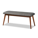 Load image into Gallery viewer, Baxton Studio Flora Ii Mid-Century Modern Dark Grey Fabric Upholstered Medium Oak Finished Wood Dining Bench
