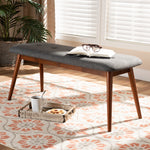 Load image into Gallery viewer, Baxton Studio Flora Ii Mid-Century Modern Dark Grey Fabric Upholstered Medium Oak Finished Wood Dining Bench
