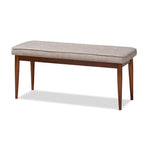 Load image into Gallery viewer, Baxton Studio Itami Mid-Century Modern Light Grey Fabric Upholstered Medium Oak Finished Wood Dining Bench
