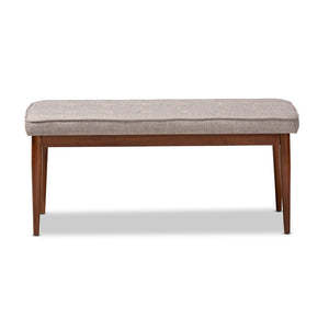 Baxton Studio Itami Mid-Century Modern Light Grey Fabric Upholstered Medium Oak Finished Wood Dining Bench