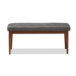 Load image into Gallery viewer, Baxton Studio Itami Mid-Century Modern Dark Grey Fabric Upholstered Medium Oak Finished Wood Dining Bench
