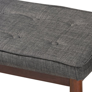 Baxton Studio Itami Mid-Century Modern Dark Grey Fabric Upholstered Medium Oak Finished Wood Dining Bench