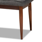 Load image into Gallery viewer, BAXTON STUDIO ITAMI MID-CENTURY MODERN DARK GREY FABRIC UPHOLSTERED MEDIUM OAK FINISHED WOOD DINING BENCH
