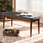 Load image into Gallery viewer, Baxton Studio Itami Mid-Century Modern Dark Grey Fabric Upholstered Medium Oak Finished Wood Dining Bench
