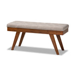 Load image into Gallery viewer, Baxton Studio Alona Mid-Century Modern Light Grey Fabric Upholstered Wood Dining Bench
