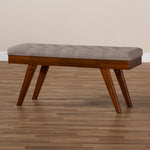 Load image into Gallery viewer, Baxton Studio Alona Mid-Century Modern Light Grey Fabric Upholstered Wood Dining Bench
