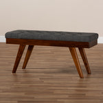 Load image into Gallery viewer, Baxton Studio Alona Mid-Century Modern Medium Grey Fabric Upholstered Wood Dining Bench
