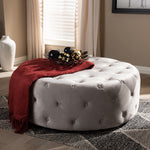 Load image into Gallery viewer, Baxton Studio Cardiff Transitional Grey Velvet Fabric Upholstered Button Tufted Cocktail Ottoman
