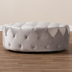 Load image into Gallery viewer, Baxton Studio Cardiff Transitional Grey Velvet Fabric Upholstered Button Tufted Cocktail Ottoman
