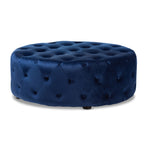 Load image into Gallery viewer, Baxton Studio Cardiff Transitional Royal Blue Velvet Fabric Upholstered Button Tufted Cocktail Ottoman
