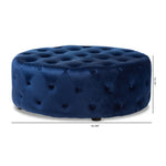 Load image into Gallery viewer, Baxton Studio Cardiff Transitional Royal Blue Velvet Fabric Upholstered Button Tufted Cocktail Ottoman
