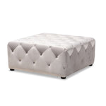 Load image into Gallery viewer, Baxton Studio Calvetti Modern And Contemporary Slate Gray Velvet Fabric Upholstered Button-Tufted Cocktail Ottoman
