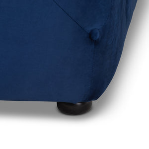 BAXTON STUDIO CALVETTI MODERN AND CONTEMPORARY ROYAL BLUE VELVET FABRIC UPHOLSTERED BUTTON-TUFTED COCKTAIL OTTOMAN