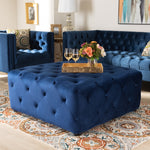 Load image into Gallery viewer, Baxton Studio Calvetti Modern And Contemporary Royal Blue Velvet Fabric Upholstered Button-Tufted Cocktail Ottoman
