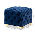 Load image into Gallery viewer, Baxton Studio Avara Glam And Luxe Royal Blue Velvet Fabric Upholstered Gold Finished Button Tufted Ottoman
